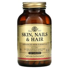 Solgar, Skin, Nails, Hair, шкіра, нігті і волосся, поліпшена формула з МСМ, 120 таблеток (SOL-01736), фото