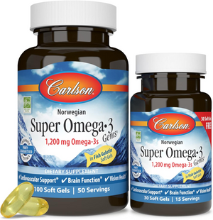 Carlson Labs, Wild Caught Super Omega-3 Gems, високоефективна омега-3 з морської риби, 600 мг, 100+30 рибних капсул (CAR-15340), фото