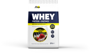 FitWin, Сироватковий протеїн, Whey Protein + Enzymes, полуничний крем, 900 г (FTW-23012), фото