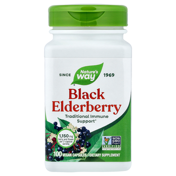 Ягоди чорної бузини 575 мг Nature's Way Black Elderberry - 100 веганських капсул, фото