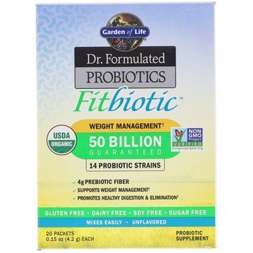 Garden of Life, Dr. Formulated Probiotics Fitbiotic, органический продукт, смесь пробиотиков, без добавок, 20 пакетиков по 4,2 г (GOL-11833), фото