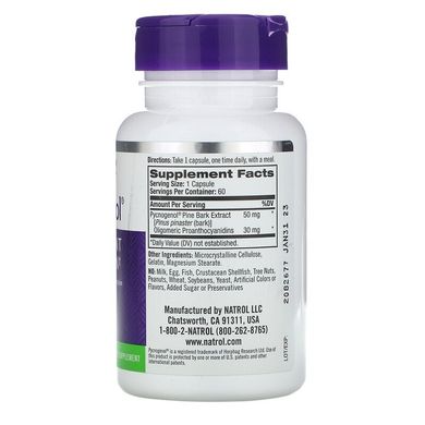 Natrol, Pycnogenol, 50 мг, 60 капсул (NTL-00513), фото