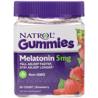Natrol, Жувальні таблетки, мелатонін, полуниця, 5 мг, 90 штук (NTL-07332), фото