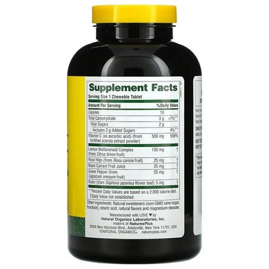 NaturesPlus, Ацерола-C у жувальній формі, вітамін C з біофлавоноїдами, 500 мг, 150 таблеток (NAP-02462), фото