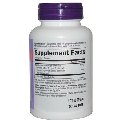 Вітаміни при менопаузі, Menopause Black Cohosh, Natural Factors, клопогон, екстракт, 40 мг, 90 капсул (NFS-04925), фото