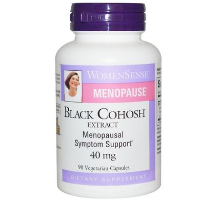 Вітаміни при менопаузі, Menopause Black Cohosh, Natural Factors, клопогон, екстракт, 40 мг, 90 капсул (NFS-04925), фото