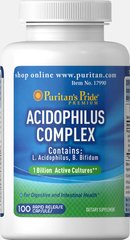 Пробіотичний ацедофільний комплекс, Probiotic Acidophilus Complex, Puritan's Pride, 100 капсул (PTP-17990), фото