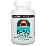 Source Naturals, комплекс B-50, витамины группы B, 50 мг, 100 таблеток (SNS-00421), фото