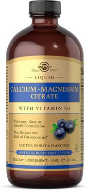 Solgar, Цитрат кальция и магния, с витамином D3, в жидкой форме, со вкусом натуральной голубики, 473 мл (SOL-35831), фото