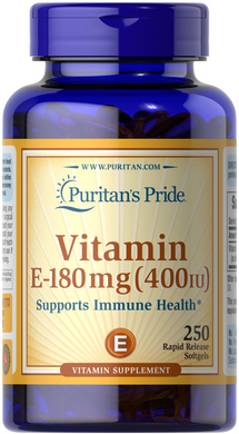 Вітамін Е, Vitamin E, Puritan's Pride, 400 МО, 250 гелевих капсул (PTP-11773), фото