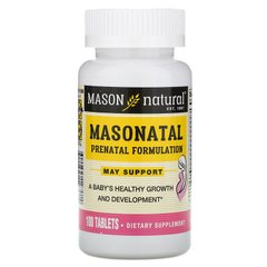 Мультівітаміни для вагітних, Masonatal Prenatal Formulation, Mason Natural, 100 таблеток (MAV-12791), фото