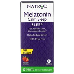 Natrol, Melatonin Calm Sleep, швидкорозчинний, зі смаком полуниці, 60 таблеток (NTL-06046), фото