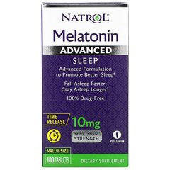 Natrol, Мелатонін, покращений сон, повільне вивільнення, 10 мг, 100 таблеток (NTL-07279), фото