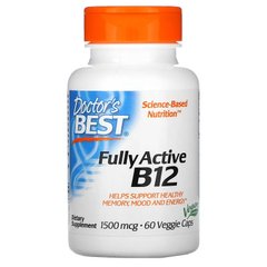Doctor's Best, активный витамин B12, 1500 мкг, 60 вегетарианских капсул (DRB-00286), фото