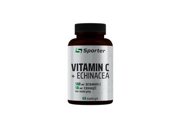 Вітамін C 500 мг + ехінацея 50 мг Sporter Vitamin C + Echinacea - 60 капсул, фото