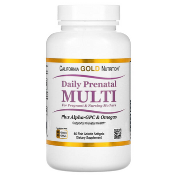 California Gold Nutrition, мультивітамінний комплекс для вагітних, 60 капсул з риб'ячого желатину (CGN-01345), фото