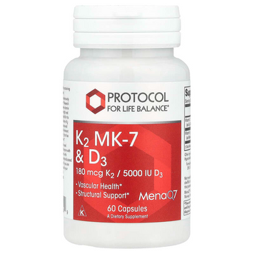 Protocol for Life Balance, K2, MK-7 та D3, 60 капсул (PRT-10384), фото