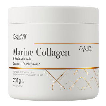 Ostrovit, Морський колаген та гіалуронова Кислота, Marine Collagen & Hyaluronic Acid, кокос-персик, 200 г (OST-91128), фото