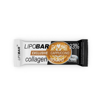 Батончик LipoBar Exclusive Protein Bar 33%, збагачений біоактивним колагеном Peptan, капучино, 50 г - 1/20 (LIP-48020), фото