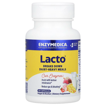 Enzymedica, Lacto, самая продвинутая формула для усвоения молочных продуктов, 30 капсул (ENZ-24120), фото