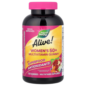 Мультивитамины для женщин 50+ Nature's Way Alive! Women's 50+ Gummy Multivitamin | ягодный микс - 130 жевательных мармеладок, фото