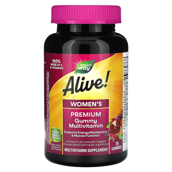 Мультивітаміни для жінок Nature's Way Alive! Women's Premium Gummy Multivitamin | виноград, вишня, лохина й асаї - 75 жувальних мармеладок, фото