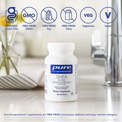 Pure Encapsulations, DHEA, 5 мг, 180 капсул (PE-00553), фото