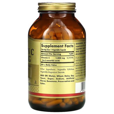 Solgar, Витамин C, 1000 мг, 250 растительных капсул (SOL-03281), фото