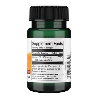 Вітамін Д3  4000 МО (100 мкг) Swanson Vitamin D3 - 90 м&rsquo;яких капсул, фото