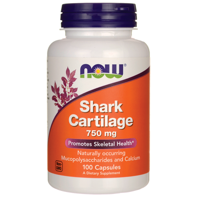 Акулячий хрящ, Shark Cartilage, Now Foods, 750 мг, 100 капсул, (NOW-03270), фото