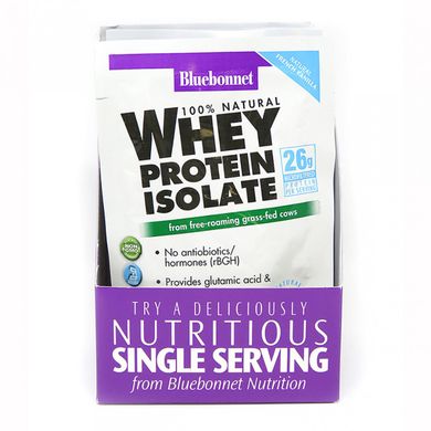 Ізолят сироваткового протеїну, смак ванілі, Whey Protein Isolate, Bluebonnet Nutrition, 8 пакетиків (BLB-01567), фото