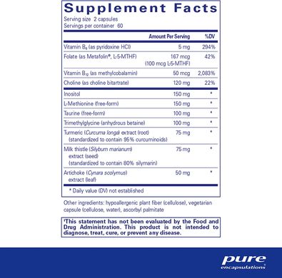 Pure Encapsulations, Липотропный детокс, Lipotropic Detox, 120 капсул (PE-01081), фото