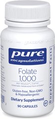 Фолат, Folate, Pure Encapsulations, 1000 мг, 90 капсул (PE-01430), фото