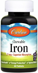 Железо натуральный клубничный вкус, Chewable Iron, Carlson Labs, 30 мг 60 таблеток (CAR-55810), фото