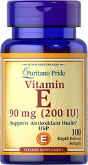 Вітамін Е-200, Vitamin E, Puritan's Pride, 200 МО, 100 гелевих капсул (PTP-11760), фото