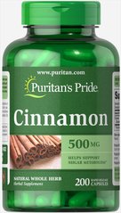 Кориця Puritan's Pride, Cinnamon 500 мг 200 капсул (PTP-14022), фото