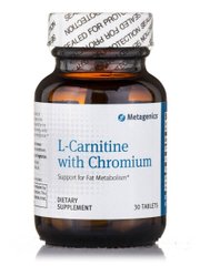 L-карнитин с хромом, L-Carnitine with Chromium, Metagenics, 30 таблеток (MET-02230), фото