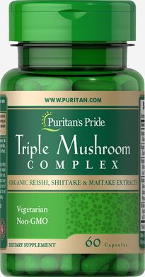 Лікувальні гриби комплекс (рейши, шиітаке, майтаке), Triple Mushroom Complex, Puritan's Pride, 60 капсул (PTP-02327), фото
