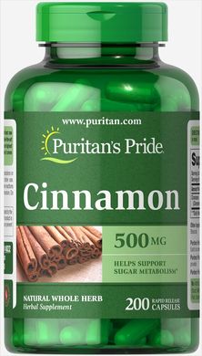 Кориця Puritan's Pride, Cinnamon 500 мг 200 капсул (PTP-14022), фото