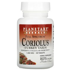 Planetary Herbals, Кориолус полного спектра, 1000 мг, 30 таблеток (PTF-10735), фото