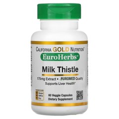California Gold Nutrition, EuroHerbs, екстракт розторопші, європейська якість, 175 мг, 60 рослинних капсул (CGN-01097), фото