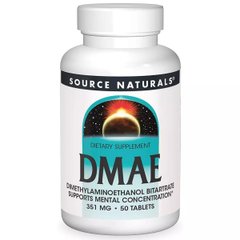 Source Naturals, DMAE (диметиламіноетанол), 130 мг, 50 таблеток (SNS-00621), фото