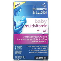 Mommy's Bliss, дитячі полівітаміни + залізо, від 2 місяців, виноград, 30 мл (BAB-05614), фото