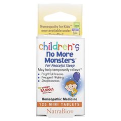 NatraBio, Children's No More Monsters, снотворное для детей, с натуральным вкусом банана, 125 мини-таблеток (NBB-17849), фото