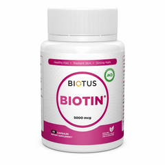 Біотин, Biotin, Biotus, 5000 мкг, 60 капсул (BIO-530326), фото