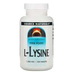 Source Naturals, L-лизин, 1000 мг, 100 таблеток (SNS-00142), фото