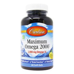 Carlson Labs, Максимум Омега 2000, натуральный вкус лимона, 2,000 мг, 60 мягких гелевых капсул (CAR-17200), фото