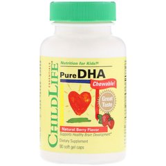 Риб'ячий жир для дітей (Pure DHA Chewable), ChildLife, ягоди, 90 гелевих капсул (CDL-10550), фото