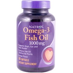 Рыбий жир Natrol, Omega-3 Fish Oil, Lemon Flavor, 1000 мг, 60 капсул (NTL-00929), фото