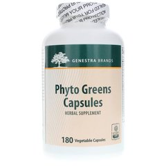 Вітаміни з харчовими волокнами і ферментами, Phyto Greens, Genestra Brands, 180 вегетаріанських капсул (GEN-14820), фото